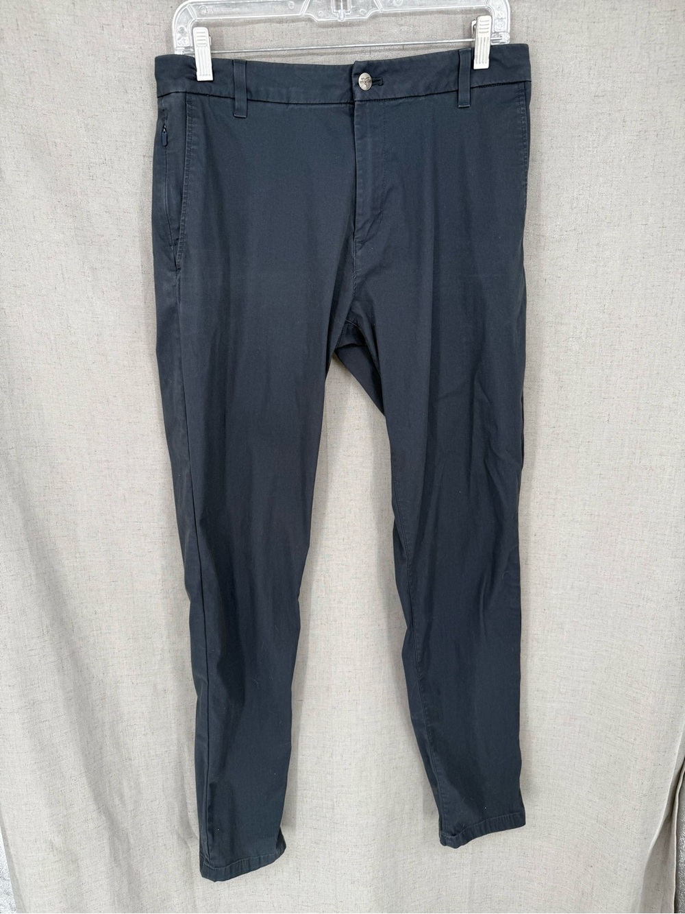 Birddogs Pants Mens 32x34 Navy Blue Stretch Khaki Golf Chino Casual Zip Pocket